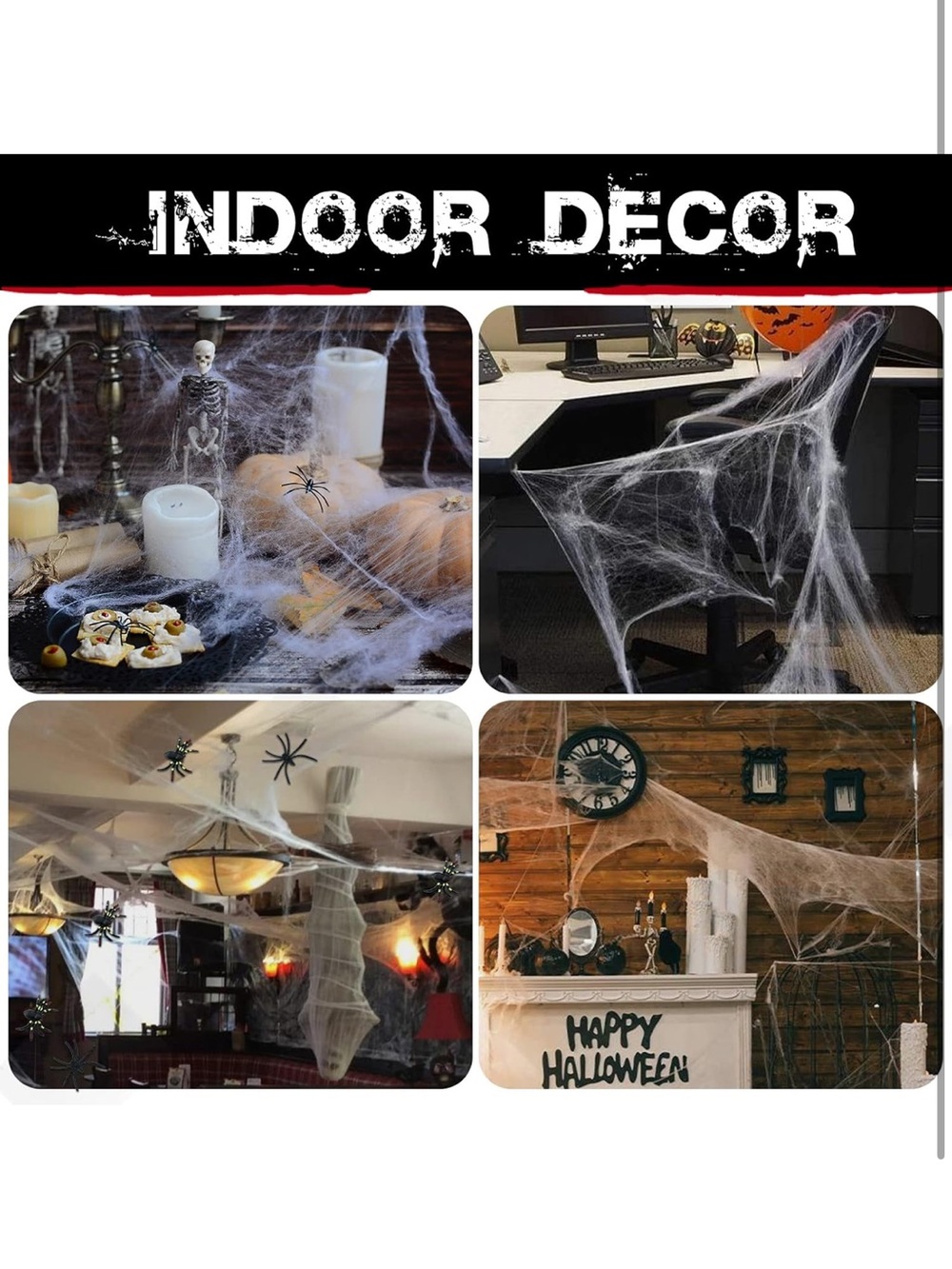 Amazon 900 Sq Ft Spider Webs Halloween Decorations Bonus with 30 Fake Spiders - Picture 6 of 8